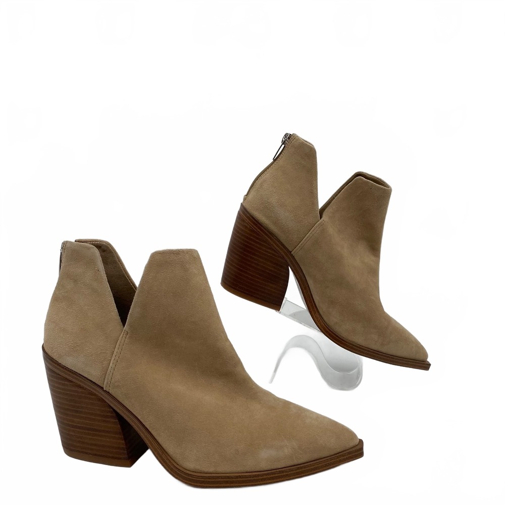 Vince Camuto Tan Leather Bootie | Suede Gigletta Zipper, Size 10